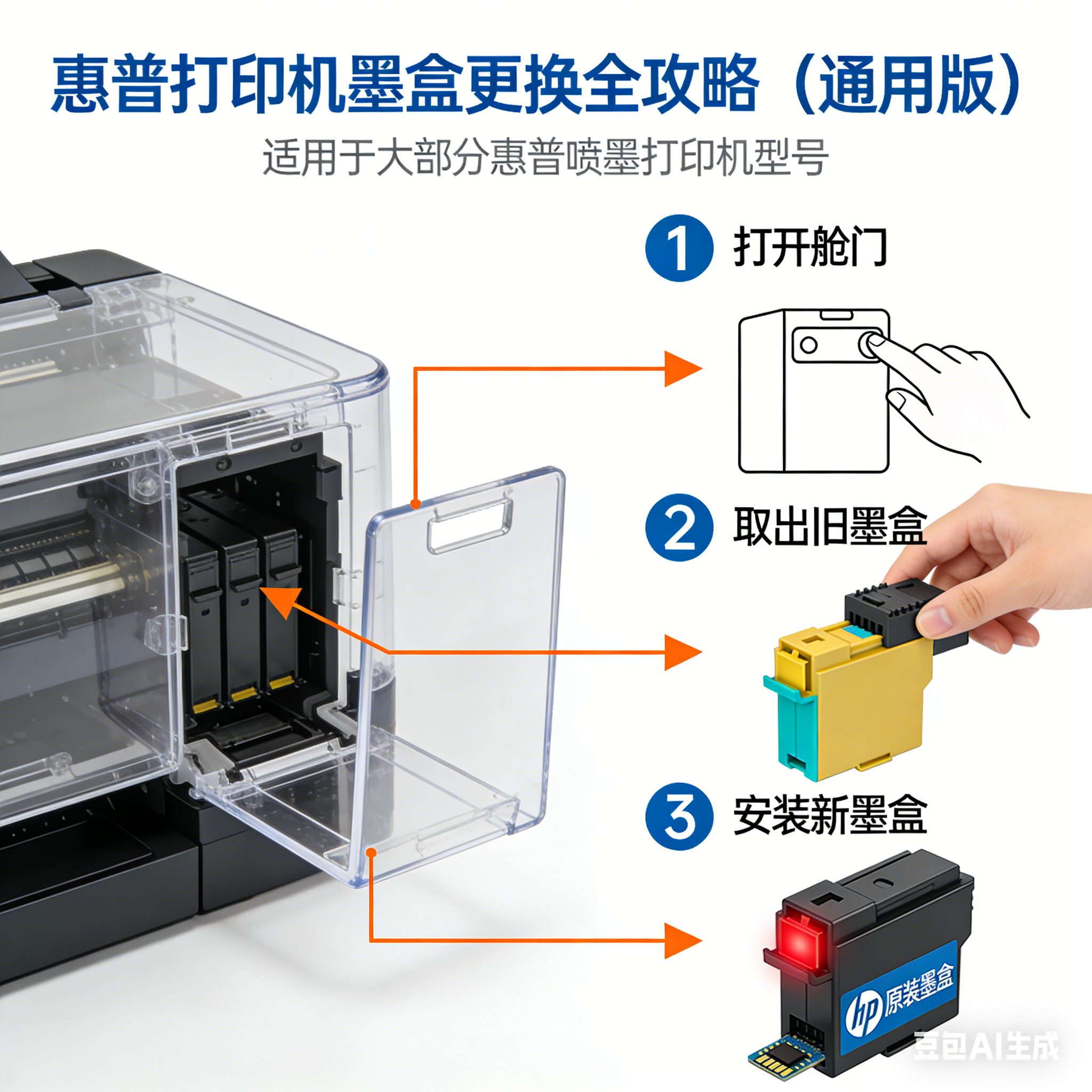 惠普打印机墨盒更换全攻略(通用版)